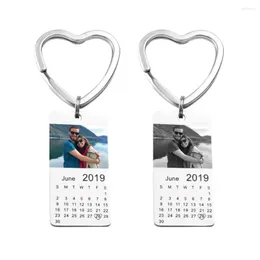 Keychains Custom Calendar Keychain Personalzied Colorful Printing Po Keyrings Diy Birthday Couple Anniversary Souvenir Mens Gift