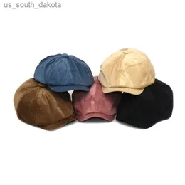 Kort Brim Corduroy Solid Color Korean Version Men Dad Hat Fashion Nybosty Hat Spring Autumn Shade Unisex Beret Peaked Cap L230523