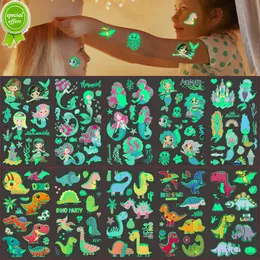Yeni 5pcs Aydınlık Dövme Çıkartmaları Çocuk Çocuk Geçici Sahte Dövmeler Glow Macun Yüz kolu çocuklar için Body Art Denizkızı Dinozor