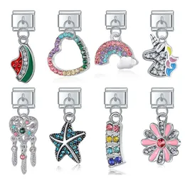 Bangle Hapiship Heart Star Moon Unicorn Flower Owl Butterfly Lightning Italian Charm Fit 9mm Bracelet Make DJ048 230621