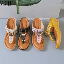 Slippers VKJF 2023 Women New Summer Sandals Open Toe Beach Shoes Flip Flops Wedges Comfortable Slippers Cute Sandals Plu Size 35~43 J230621