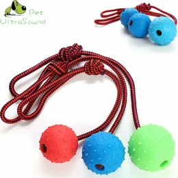 ULTRASCHALL HAUSTIER Hund Kauen Training Ball Spielzeug Zahn Reinigung Kauen Ball Welpen Pet Spielen Training Gummi Kauen Spielzeug Mit Seil griff