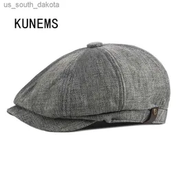 KUNEMS Fashion Berets Hat For Mens Cap Retro Dad Hats Boinas Summer Breattable Sun Cap Designer Octagonal Hats Peaky Blinders L230523