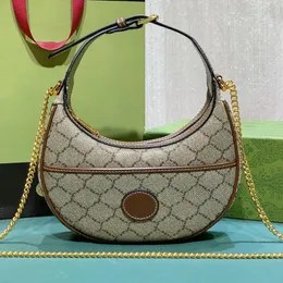 حقيبة مصمم الأزياء Womens Mini Handbag Vintage Leather Leather Design Design Sense Half Moon Bag 726843