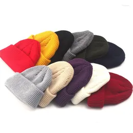 Berets MYZOPER 2023 Mode Einfarbig Unisex Warm Halten Gestrickte Hut Lässige Flut Herbst Winter Streifen Einfache Erwachsene Kappe Beanie