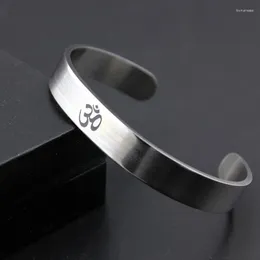 Bracciale in acciaio inossidabile OM Yoga polsino per uomo donna colore argento indù buddista induismo India bracciale aperto gioielli punk Raym22