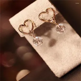 Stud Earrings Fashion Crystal Love Heart Earring For Women Girl Simulation Pearl Elegant Ear Wedding Party Jewelry Gift Brincos