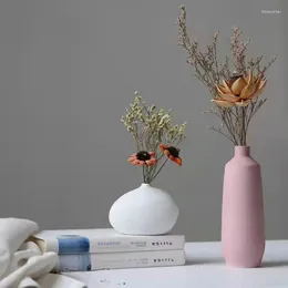 Vasos Vaso de Cerâmica Estilo Nórdico Flores Frescas Oco Geométrico Artístico Inovador Moderno Simples Sala de Estar Mobiliário Decoração