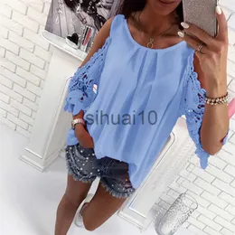 Blusas Femininas Camisas Bigsweety Blusa Feminina Moda Blusa Feminina Ombro Fora Topos Blusa Camisas Verão Quente Camisa de Manga Oca Boho Túnica Tops J230621