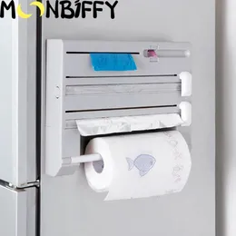 Inne narzędzia kuchenne 6 w 1 Multi -Funkcjonowanie Film Film Uchwyt ściany na ścianę cyny Folia Papier Monted Dispenser na 230620