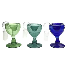 2 дюйма 14 мм мужская стеклянная чашка водяной чашки ясень ловли бонг с синим зеленым красочным 55 градусов толщиной пирекс курящий стеклянный стеклян