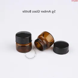 100st/Lot grossist Amber 5G Glass Eye Cream Vial Mini 1/6oz Bottle Makeup Container 5 ml Emulsion Förpackning Portable Travelhigh Quantl AudV