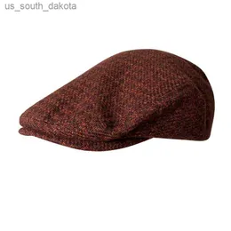 Erkekler İngiliz Ivy Cap moda büyük kafa erkekler bahar sonbahar kış eğlence bere erkek katı yün gazeti şapka 56-60cm bjm107 l230523