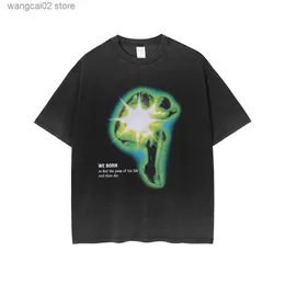 メンズTシャツゴスペインプリント特大のビンテージグランジY2KメンTシャツストリートウェアレトロ女性服Tシャツ夏カジュアルトップコットンティーTEEST230621