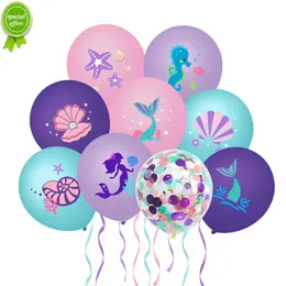 New Mermaid Latex Balloons Confetti Air Helium Globos Disposable Tableware for 1st Kids Girl Mermaid Theme Birthday Party Decoration