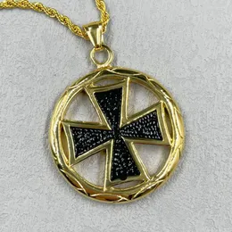 Pendant Necklaces Big 316L Stainless Steel Gold Color With Black Est Cross Knights Templar Classic For Men Women Jewelry