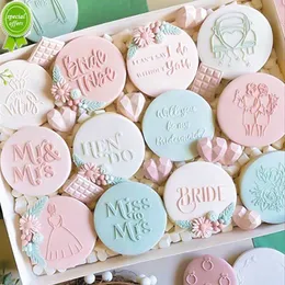 Ny brud att vara Mr Mrs Wedding Cookie Stamp Love Biscuit präglad mögel Brudduschårsdag Fest fondant Cake Decorating Tool