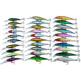 Betar lockar 30 st/20st/10st minnow set hårt bete fiske locka bas gädda färskt saltvatten hav 3d ögon wobbler tackla crankbait pesca kit 230621