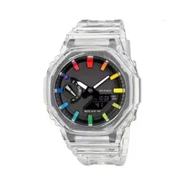 Zegarek na Out Out Digital Sport GA Men's Watch LED Automatyczna lampa ręczna Odłączona montaż Wodoodporny światowy czas Rainbow Tranpa1929