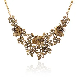 Anhänger Halsketten Bronze Rich Flower Choker Halskette Damen Modeschmuck Luxus Lätzchen Maxi Statement Quaste Kragen Designer Halskette Choker Schmuck Hohe Qualität