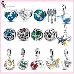 Pandora Charm için 925 Gümüş Boncuklar Takma 25 Bilezik Kolye Yuvarlak Çiçek Takıları Set Kolye