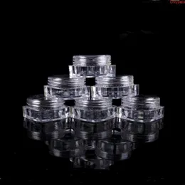 1000st/Lot 10g Square Clear Plastic Cream Jar med rund lock, 10 cc kosmetisk förpackning containerhög kval