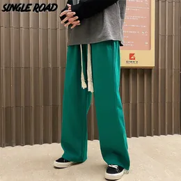 남성 팬츠 싱글 도로 헐렁한 조깅하는 남자 녹색 대형 스웨트 팬츠 남성 바지 일본 스트리트웨어 와이드 다리 넥타이 230620
