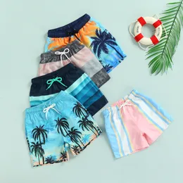 Shorts Focusnorm Children's Kids Boys Casual Beach Shorts Summer Fashion Mönster Printing DrawString Midjen Swim Shorts 2-6Y 230620