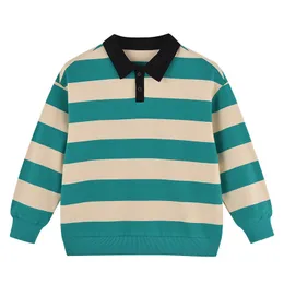 Kinderhemden Poloshirt Kinderkleidung Tops Farbstreifen Umlegekragen Herbst Langarm Polos Baby Boy Camisetas Jungenhemden Teen 3T-15T 230620