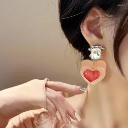 Orecchini pendenti WLP Gradiente Rosa a forma di cuore Goccia in resina per le donne Orecchini a bottone in cristallo Orecchini moda coreana Gioielli Accessori Y2k
