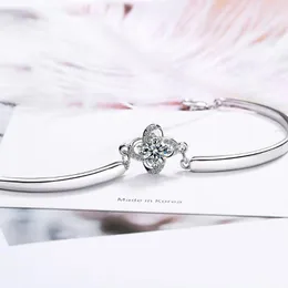 Link Bracelets Fashion Zircon Flower Silver Color Charm Bracelet For Women Jewelry Pulseras Mujer Bileklik Bransoletki Damskie