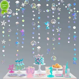 Nowe sztandary urodzinowe syreny pod morzem imprezę wiszące dekoracje Starlyfish Paper Garlands Baby Shower Girl