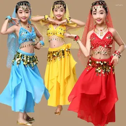 ステージウェア4PCS/1Set Kids Professional India Dance Children Belly Costumes for Girls Egypt Dancing Bellydance Costume