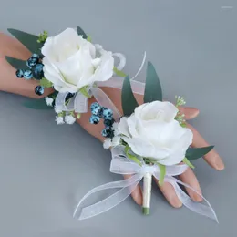 Dekoracyjne kwiaty Mori Wedding Bride and Groom Corsage Celebration Guest Sister IE