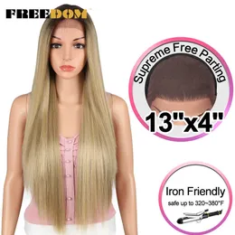 Synthetic Lace Front Wigs For Black Women 32inch Long Straight Wigs Blond Cosplay Wig Free Part Synthetic Lace Wig 230524