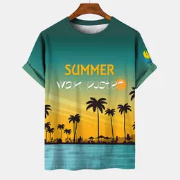 Men's T-Shirts 3D Hawaii Beach Coconut Tree Men's T-shirt Plus Size Fun Men's Clothing Fashion Summer Short Sleeve T-shirt Seller 230620