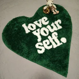 Ковры зеленый туфтинговый сердечный коврик пушистые буквы ковер гостиной