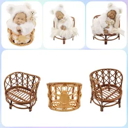 Andenken geboren Pografie Requisiten Korb Retro Rattan runder Stuhl Bebe Po Zubehör Recien Baby Mädchen Junge Geschenk Posieren Bett Hintergrund 230620