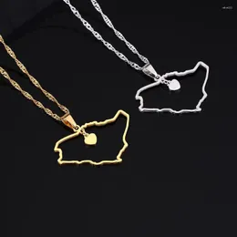 Pendant Necklaces Fashion Saudi Arabia Map Heart Necklace For Women Girls Charm Stainless Steel Jewelry Ethnic Birthday Party Gifts