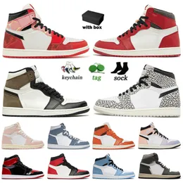 Med Box Jorde 1 Jumpman OG Basketball Shoes 1s For Men Women Washed Pink White Cement Spider-Verse Starfish Lost and Found Denim J1 Sneakers Sports Big Size 13