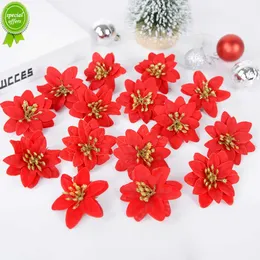 Neue 10/20 stücke 6cm Weihnachten Künstliche Blume Kopf Weihnachten Baum Ornamente 2023 Navidad Neue Jahr Dekoration Noel DIY kranz Girlanden