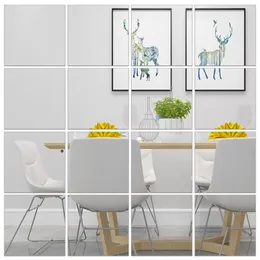 Novos adesivos de parede 3D quadrado espelho prata decalque mosaico banheiro espelho adesivo papel de parede autoadesivo faça você mesmo decoração de casa atacado