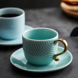 Muggar lyx 150 ml kopp kaffe te ceramic koppar kreativt kaffe med bricka taza para café kaféer muggtillbehör