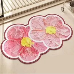 Mattor Cartoon Pink Flower Anti-Slip Mattor Mat Bedrum Dekor vardagsrummet SOFA Bord absorption Toalett Hemmattor Dekoration