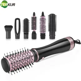 Hair Brushes 7 Head Replaceable Cold Air Brush Electric Dryer Comb Straightener One Step Curly Blower 2 Heat Setting Anti Scalding 230620