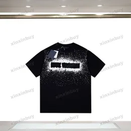 Xinxinbuy Men Designer Tee Tシャツ23SSレタースターリースカイ印刷短袖コットン女性ホワイトブラックブルーXS-2XL
