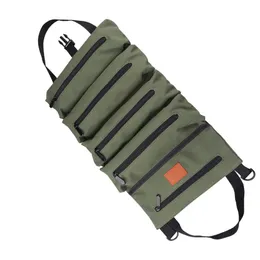 Tool Bag Multifunctional Roll Up Tool Bag Multiple Pockets Canvas Storage Bag KhakiBlackBrownGreen Hanging Tool Bag 30*48*3cm49*29cm 230620