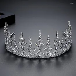 Hair Clips SLBRIDAL Luxury Alloy Cubic Zircon Bridal Tiara Crown Wedding Bridesmaids Royal CZ Dress Accessories Women Jewelry