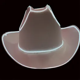 Cloches LED Cowboy Hat Flashing Luminous Hat Led Hat Flashing Blinky Lights Cowgirl Hat Led Bride Hat Christmass Wedding Cold Light Y2k 230620