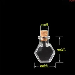 Hexagon Glass Bottles Pendants Small Wishing With Cork Transparent Jars Gifts Vial Made 20pcs Wholesalehigh qualtity Hcqvr